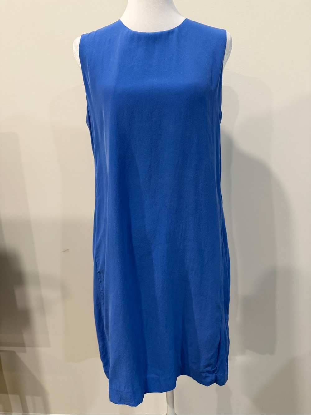 Cynthia Rowley 100% Silk Blue Sheath Dress 8 Sleeveless Exposed Zip Cocktail